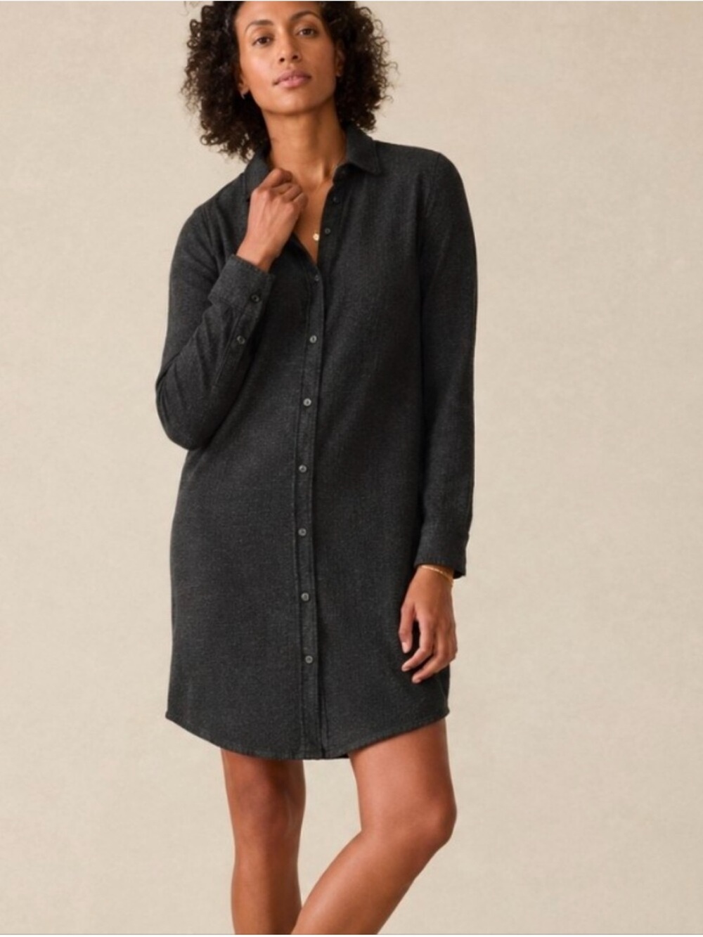 Faherty Legend Sweater Dress Heathered Black Twill Women’s Size Small
